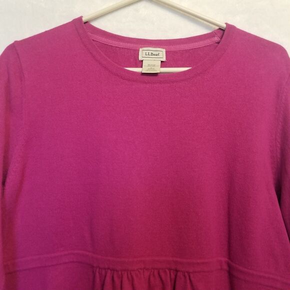 LL Bean Large Sweater Angora Blend Peplum Babydoll Fuchsia Pink Vtg Y2k Preppy - Picture 5 of 9